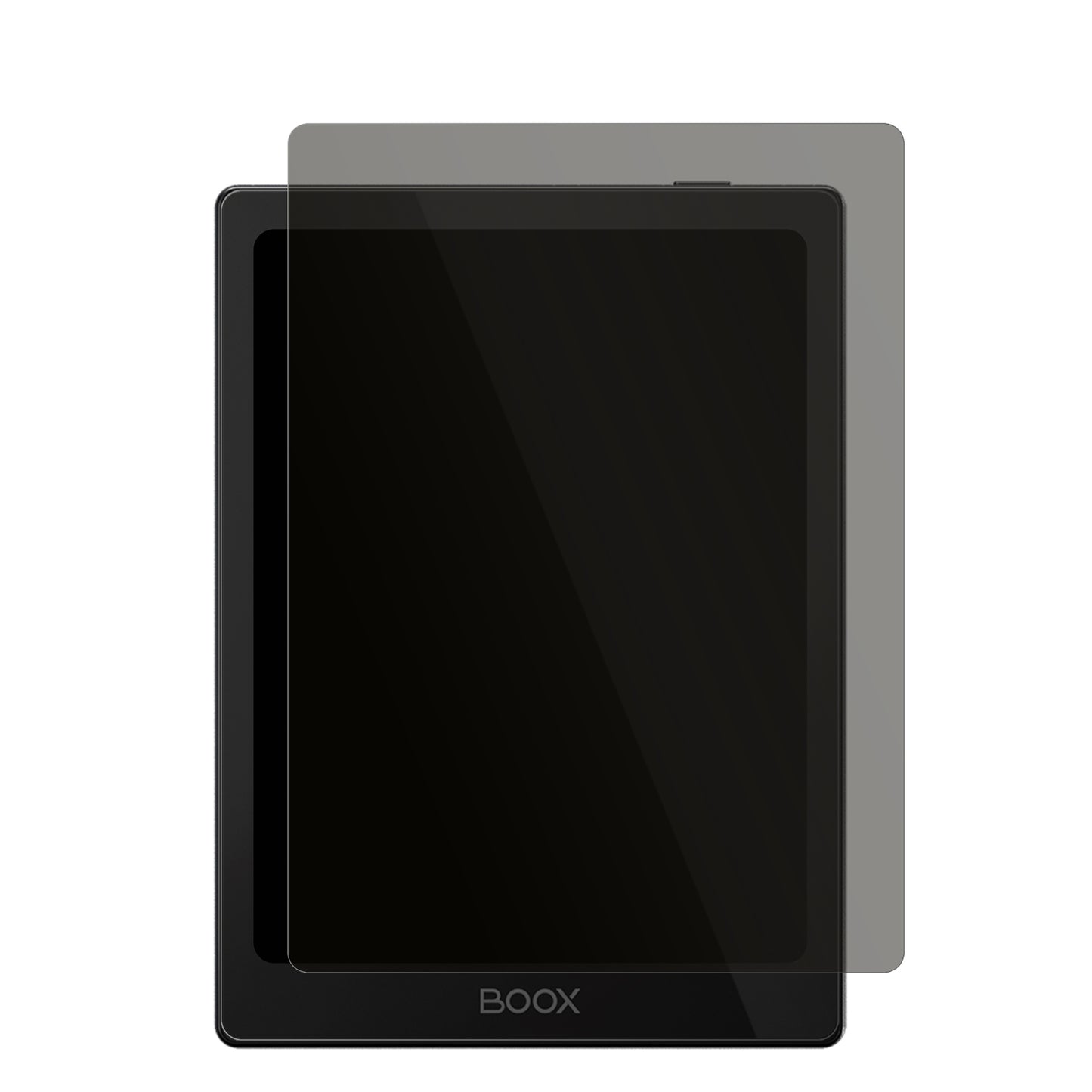 OnyxBoox Go 6 mit aufgebrachtem dipos Displayschutz, der seitliche Einblicke blockiert