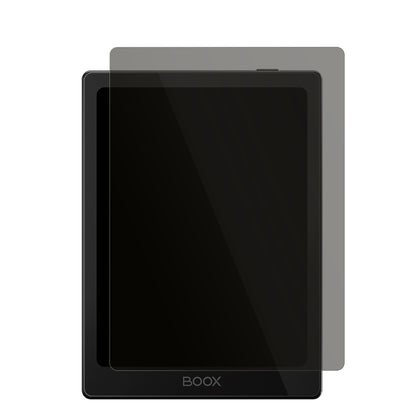 OnyxBoox Go 6 mit aufgebrachtem dipos Displayschutz, der seitliche Einblicke blockiert