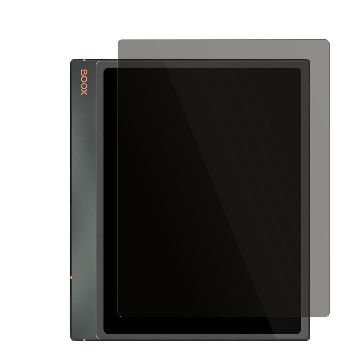 OnyxBoox Note Air3 mit aufgebrachtem dipos Displayschutz, der seitliche Einblicke blockiert