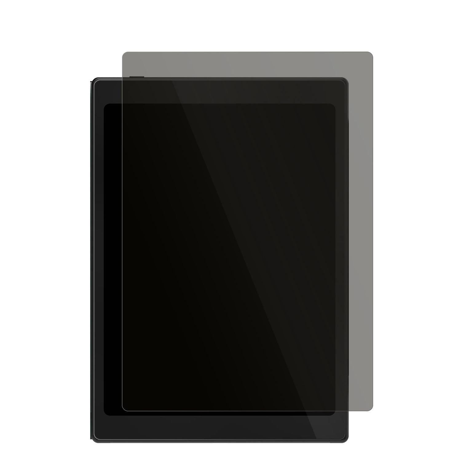 OnyxBoox Tab Mini C mit aufgebrachtem dipos Displayschutz, der seitliche Einblicke blockiert
