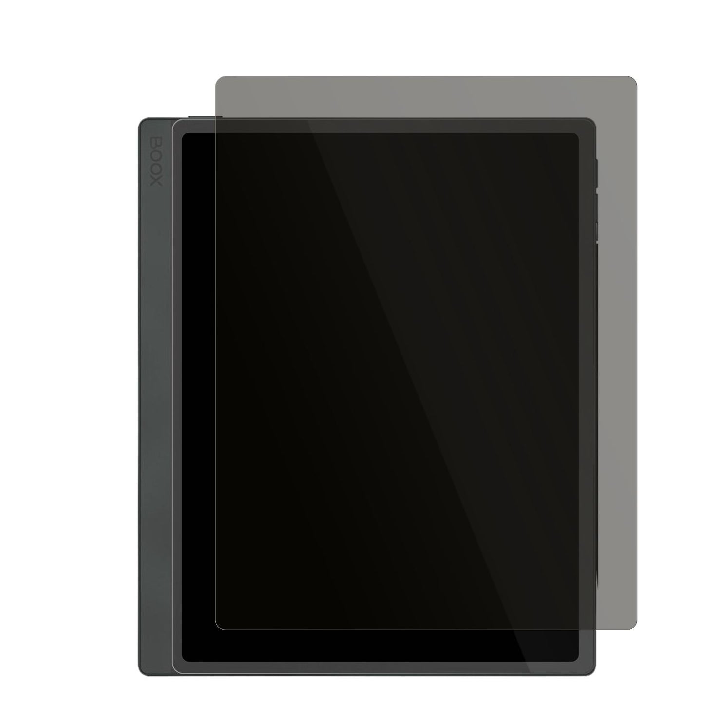 OnyxBoox Tab Ultra C Pro mit aufgebrachtem dipos Displayschutz, der seitliche Einblicke blockiert
