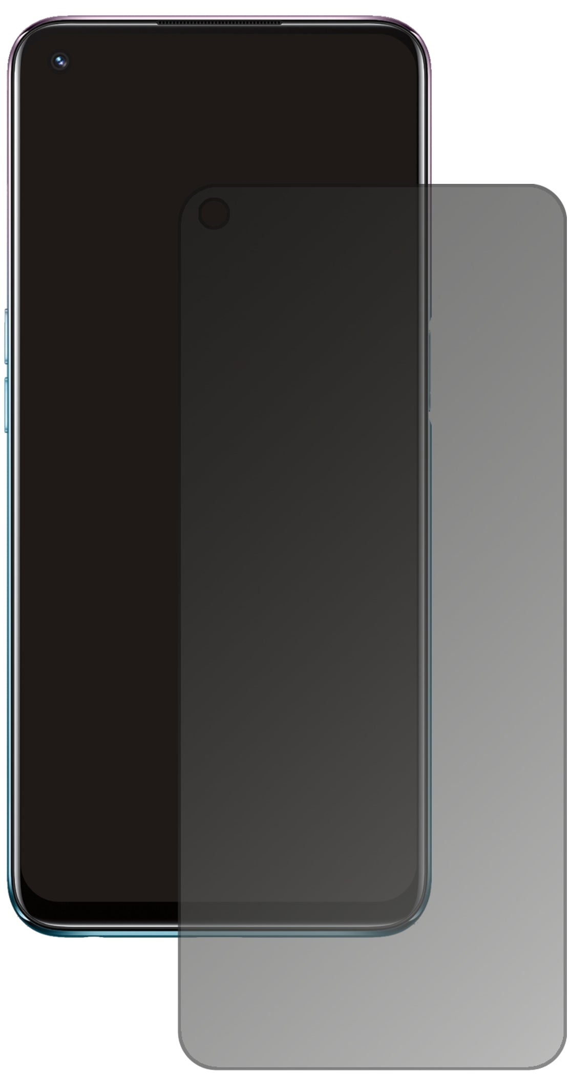 OppoA54 5G mit aufgebrachtem dipos Displayschutz, der seitliche Einblicke blockiert
