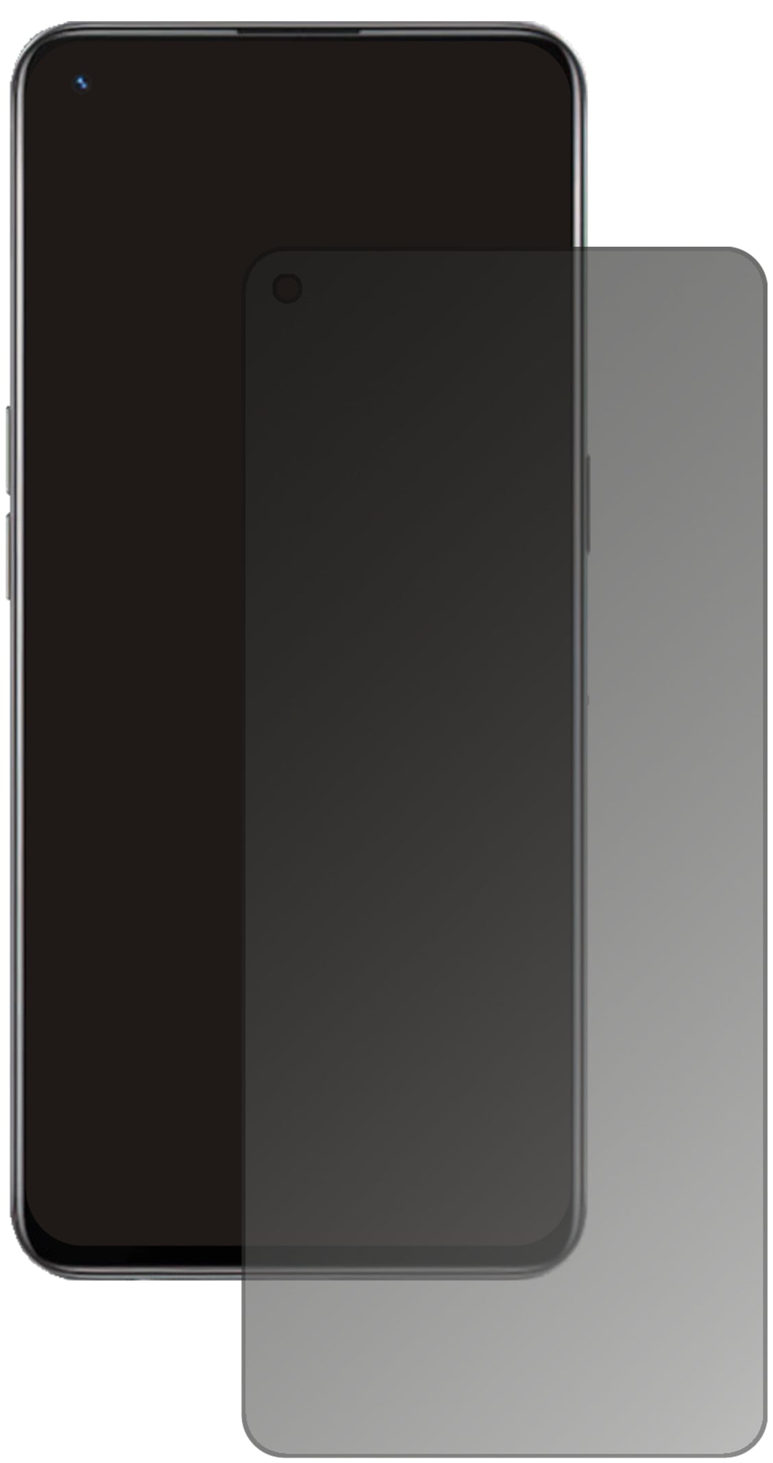 OPPOK9 5G mit aufgebrachtem dipos Displayschutz, der seitliche Einblicke blockiert