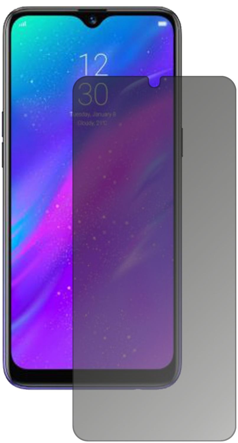 OppoRealme 3 Pro mit aufgebrachtem dipos Displayschutz, der seitliche Einblicke blockiert