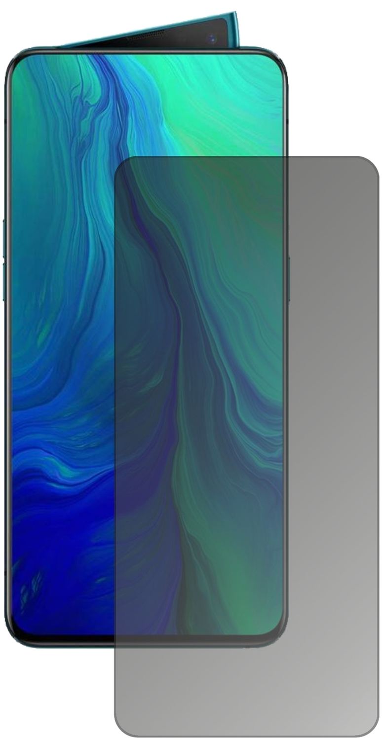 OppoReno 10X Zoom mit aufgebrachtem dipos Displayschutz, der seitliche Einblicke blockiert