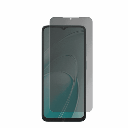 OukitelC7 mit aufgebrachtem dipos Displayschutz, der seitliche Einblicke blockiert