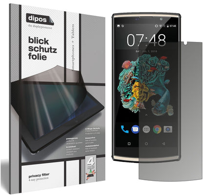 OukitelK7 mit aufgebrachtem dipos Displayschutz, der seitliche Einblicke blockiert