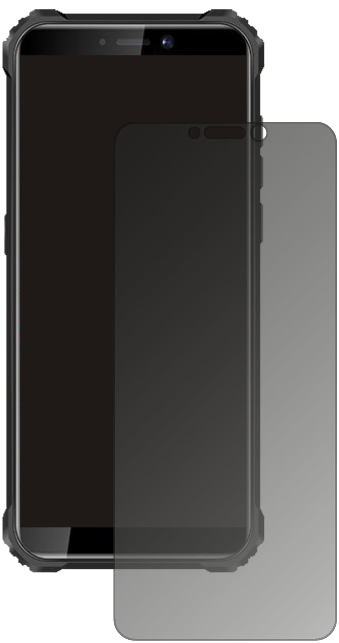 OukitelWP5 Pro (2020) mit aufgebrachtem dipos Displayschutz, der seitliche Einblicke blockiert