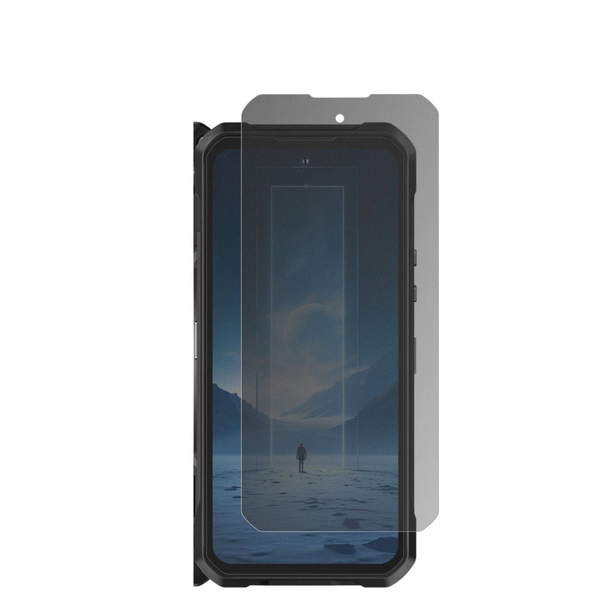 OukitelWP61 Ti mit aufgebrachtem dipos Displayschutz, der seitliche Einblicke blockiert
