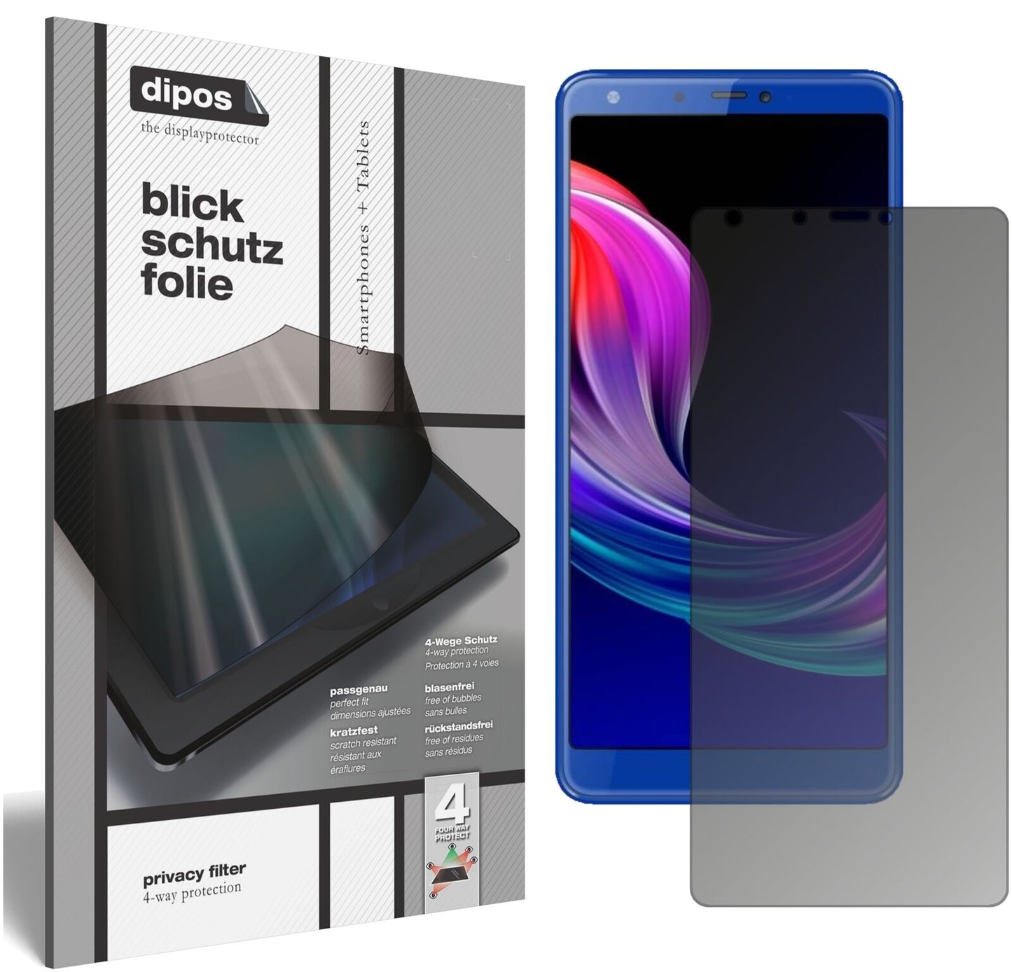 PanasonicEluga Ray 600 mit aufgebrachtem dipos Displayschutz, der seitliche Einblicke blockiert