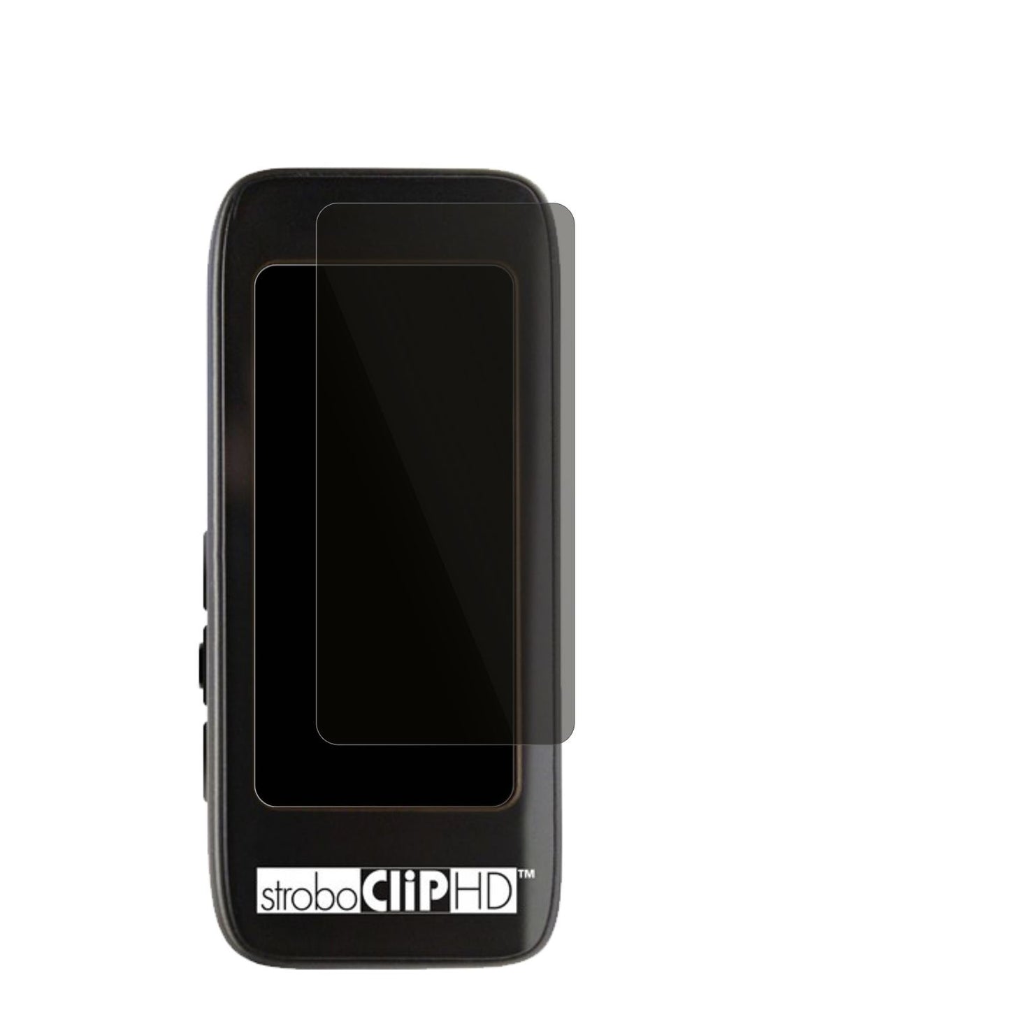 PetersonStroboClip HD mit aufgebrachtem dipos Displayschutz, der seitliche Einblicke blockiert