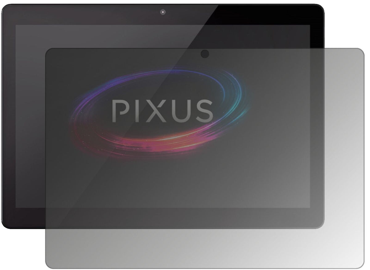 PixusVision 10.1 mit aufgebrachtem dipos Displayschutz, der seitliche Einblicke blockiert