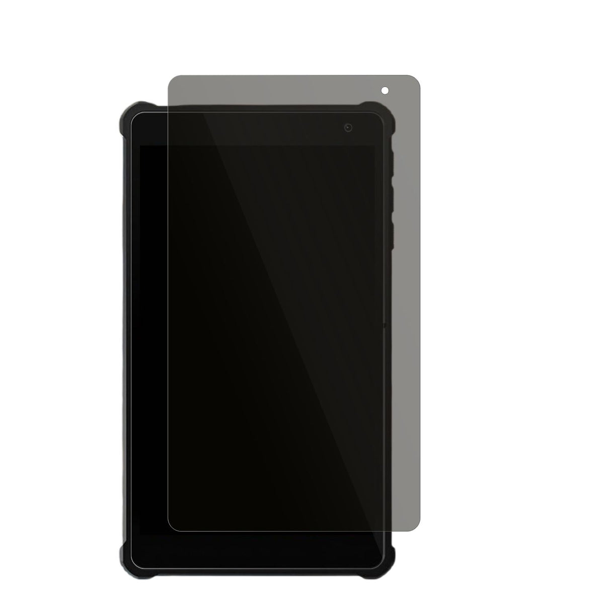 Pritom7 Zoll Tablet mit aufgebrachtem dipos Displayschutz, der seitliche Einblicke blockiert
