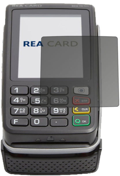 REA CARDT9 flex Terminal mit aufgebrachtem dipos Displayschutz, der seitliche Einblicke blockiert