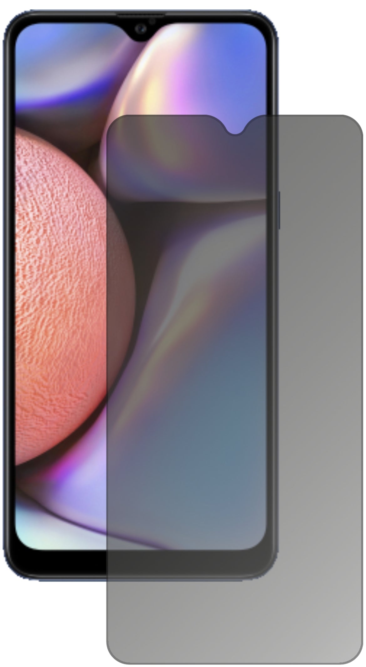 SamsungGalaxy A10e mit aufgebrachtem dipos Displayschutz, der seitliche Einblicke blockiert