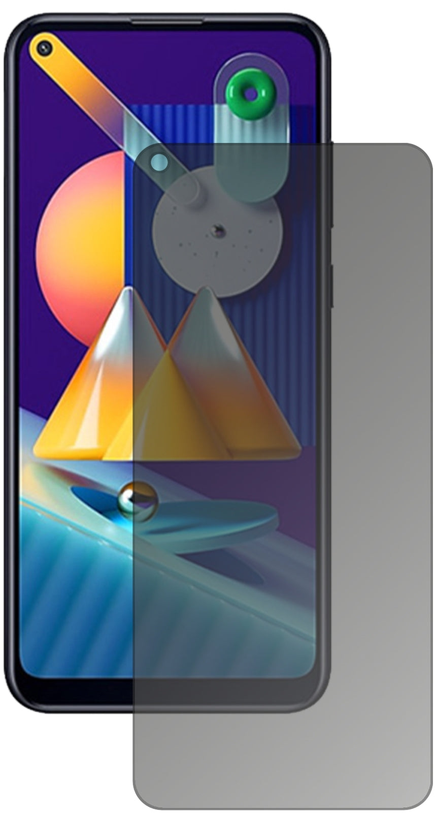 SamsungGalaxy M11 mit aufgebrachtem dipos Displayschutz, der seitliche Einblicke blockiert
