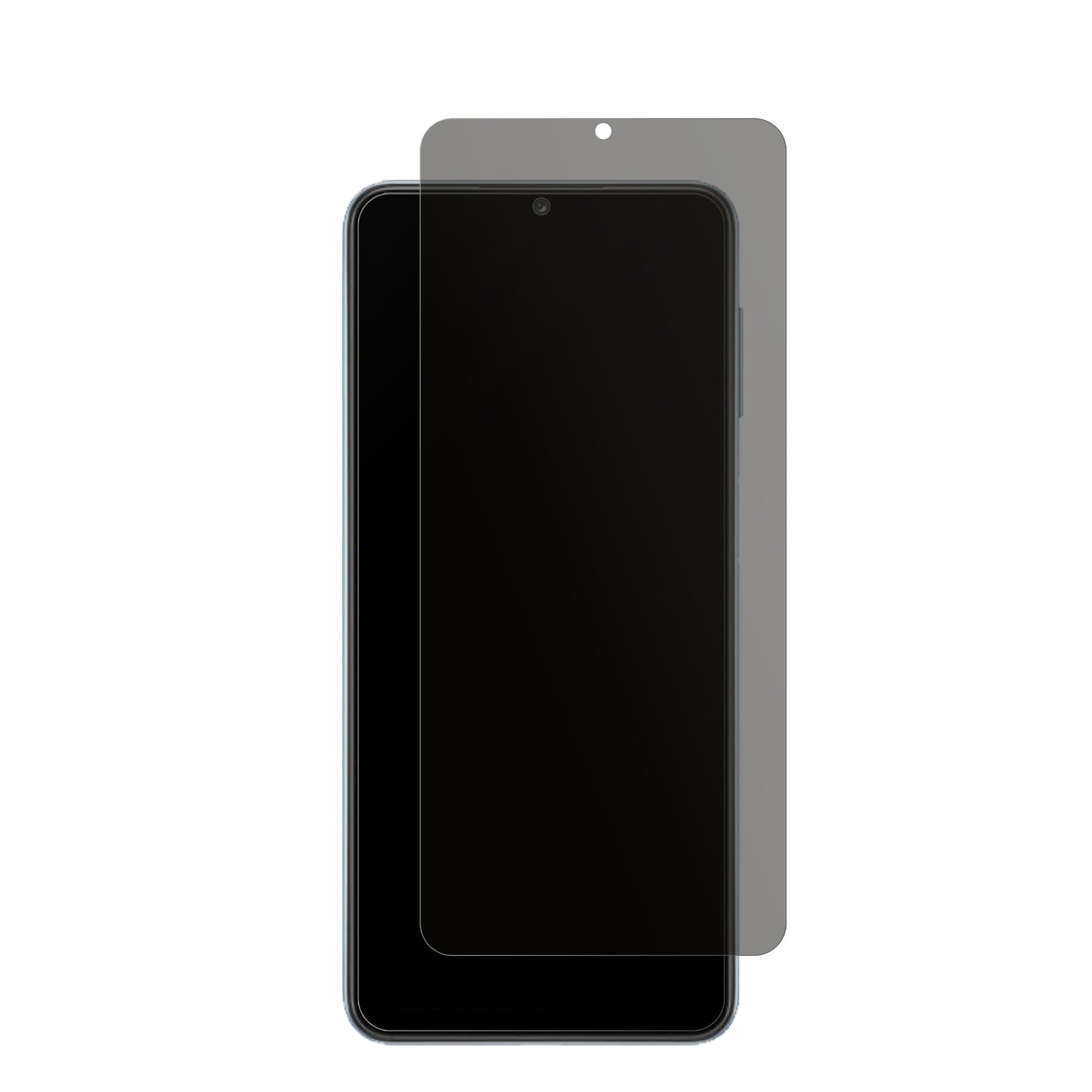 SamsungGalaxy M32 mit aufgebrachtem dipos Displayschutz, der seitliche Einblicke blockiert