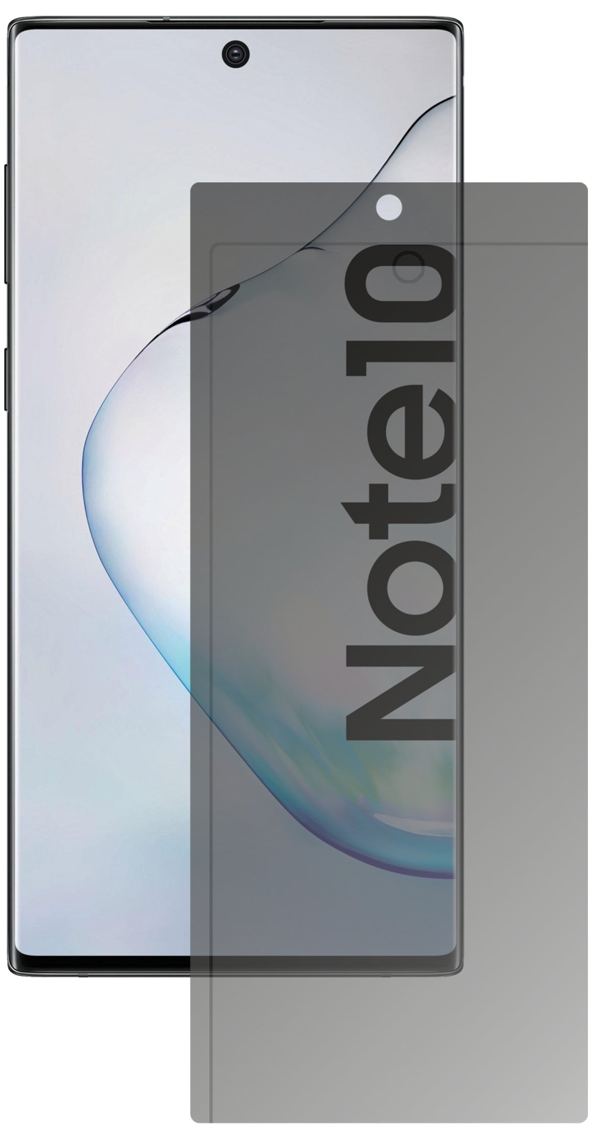 SamsungGalaxy Note 10 5G mit aufgebrachtem dipos Displayschutz, der seitliche Einblicke blockiert