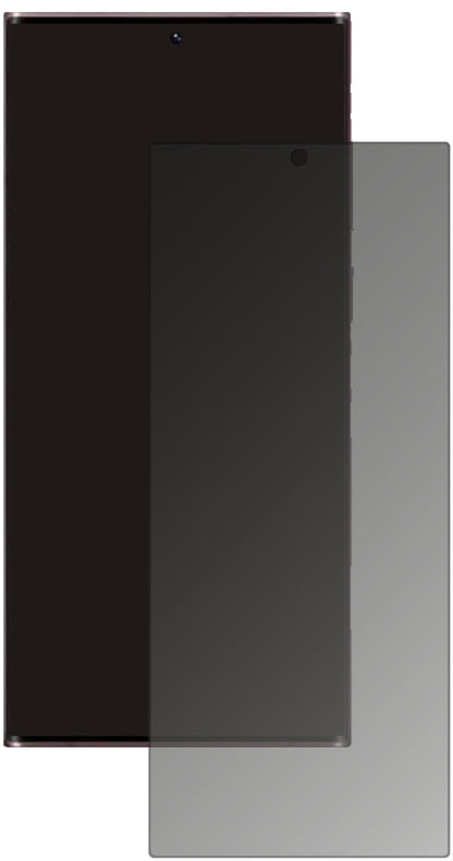 SamsungGalaxy S22 Ultra mit aufgebrachtem dipos Displayschutz, der seitliche Einblicke blockiert