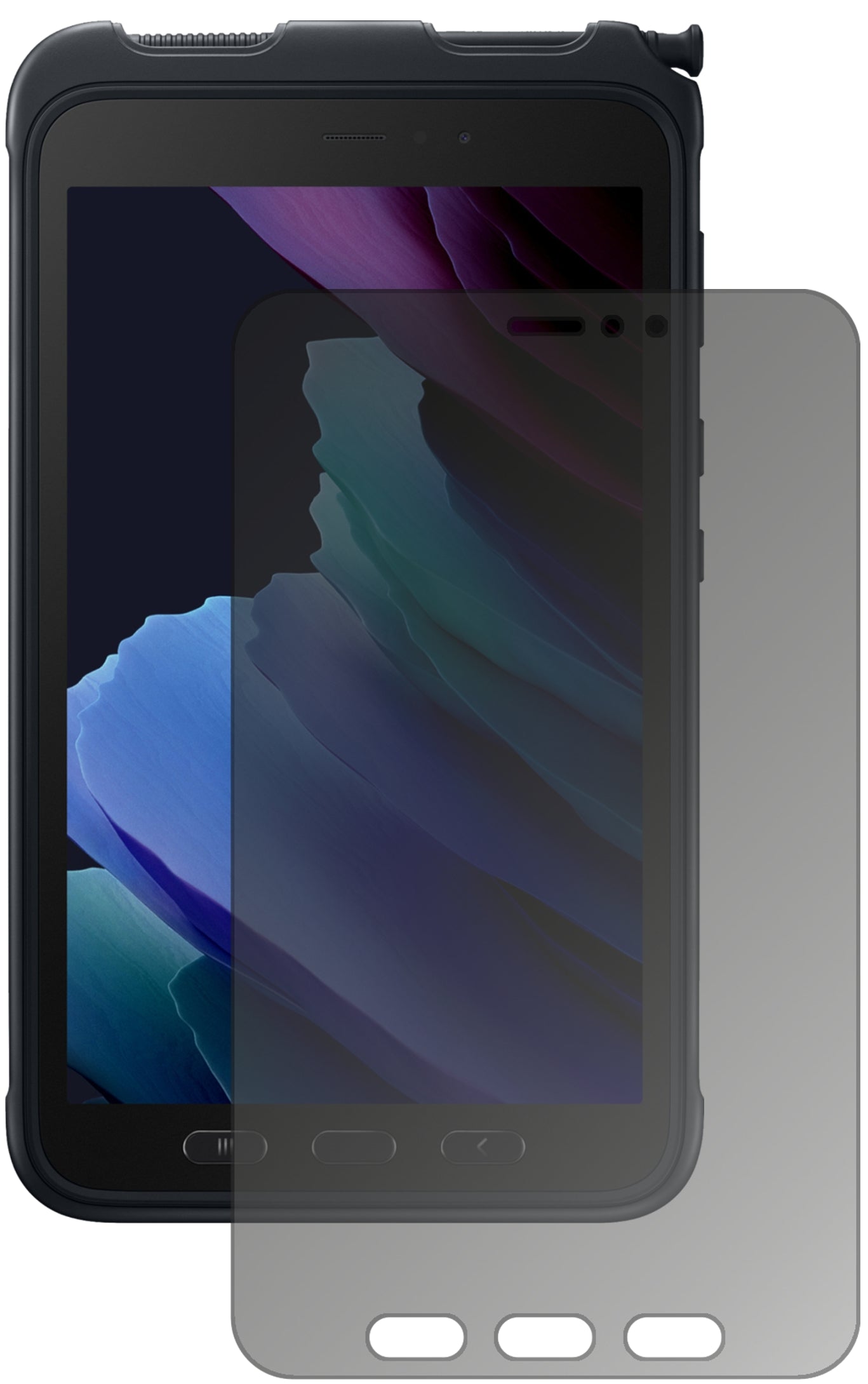 SamsungGalaxy Tab Active 3 mit aufgebrachtem dipos Displayschutz, der seitliche Einblicke blockiert