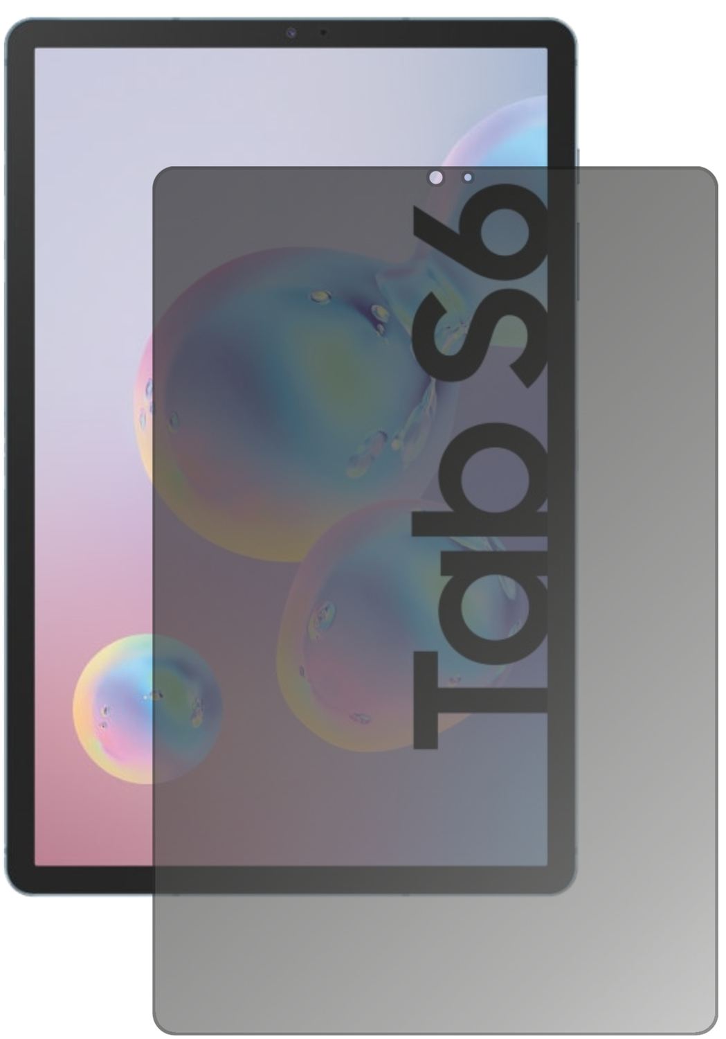 SamsungGalaxy Tab S6 mit aufgebrachtem dipos Displayschutz, der seitliche Einblicke blockiert