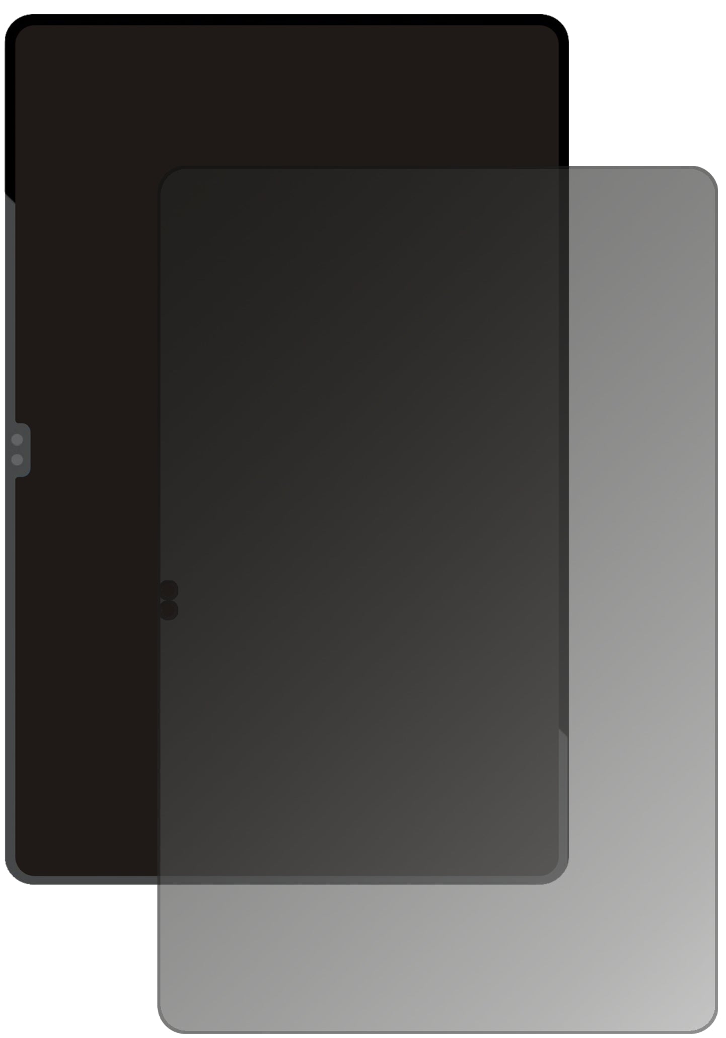 SamsungGalaxy Tab S8 Ultra mit aufgebrachtem dipos Displayschutz, der seitliche Einblicke blockiert