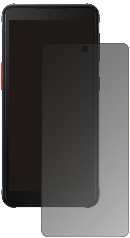 SamsungGalaxy Xcover 5 mit aufgebrachtem dipos Displayschutz, der seitliche Einblicke blockiert