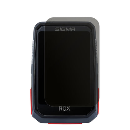 SIGMASport Rox 4.0 mit aufgebrachtem dipos Displayschutz, der seitliche Einblicke blockiert