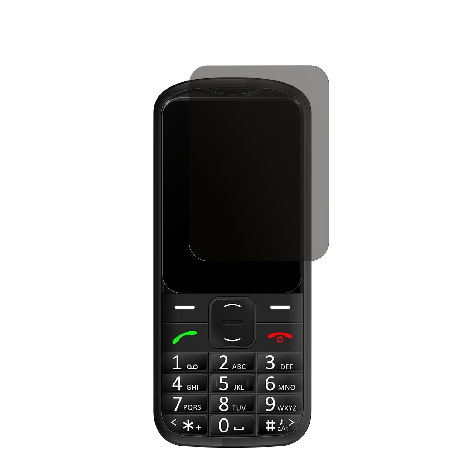 Simvalley MobileSeniorenhandy mit aufgebrachtem dipos Displayschutz, der seitliche Einblicke blockiert