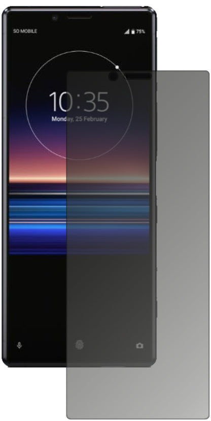 SonyXperia 1 mit aufgebrachtem dipos Displayschutz, der seitliche Einblicke blockiert