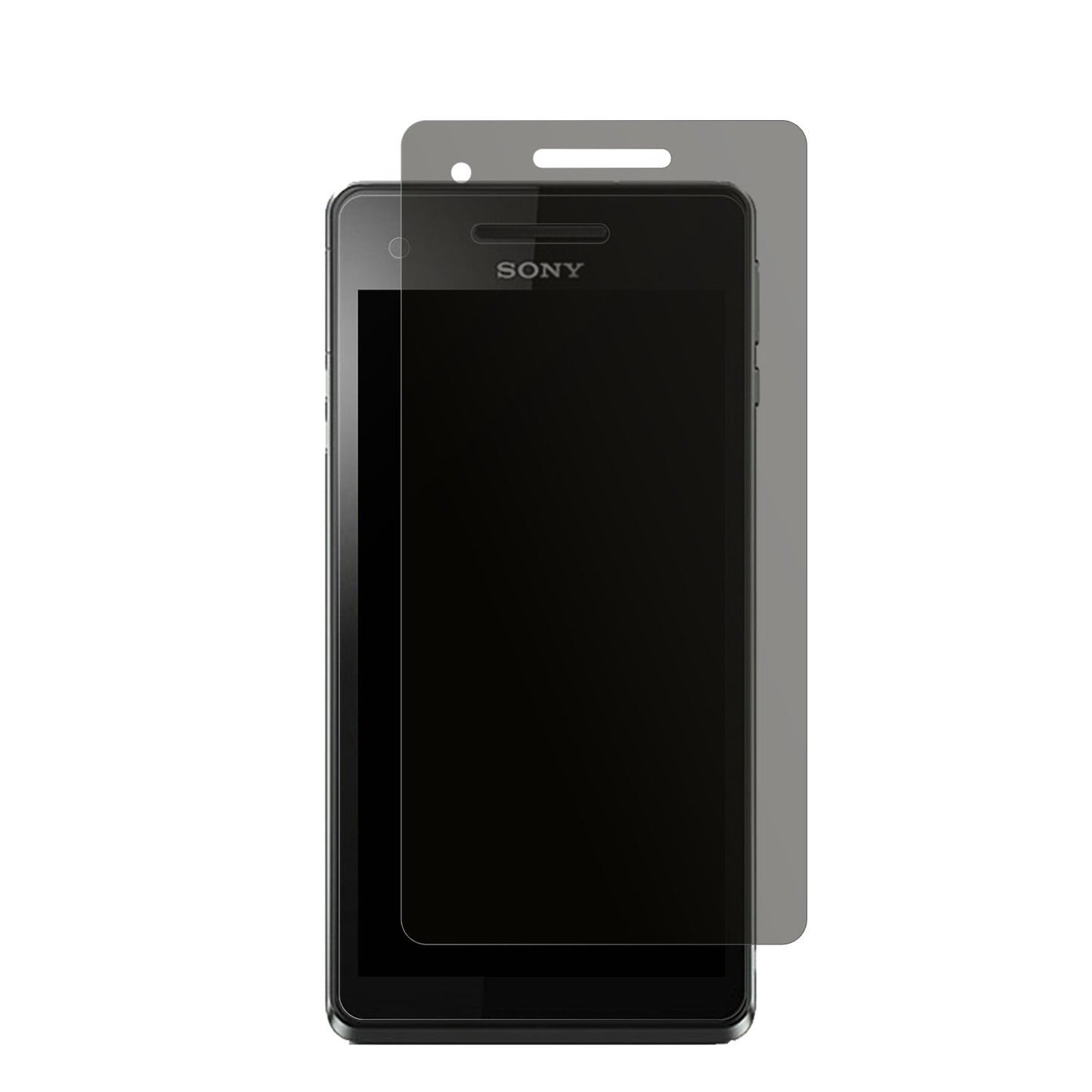 SonyXperia V mit aufgebrachtem dipos Displayschutz, der seitliche Einblicke blockiert