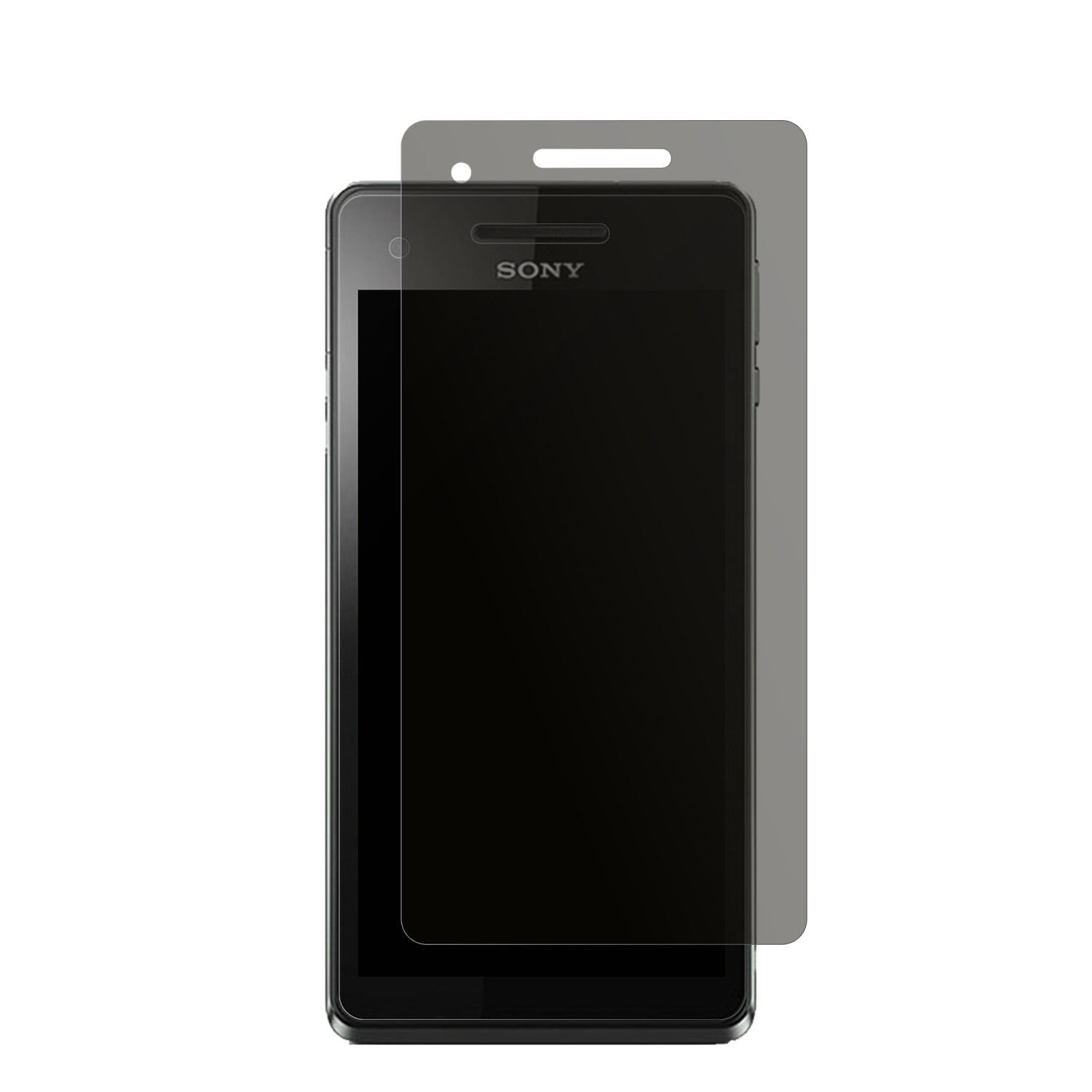 SonyXperia V mit aufgebrachtem dipos Displayschutz, der seitliche Einblicke blockiert