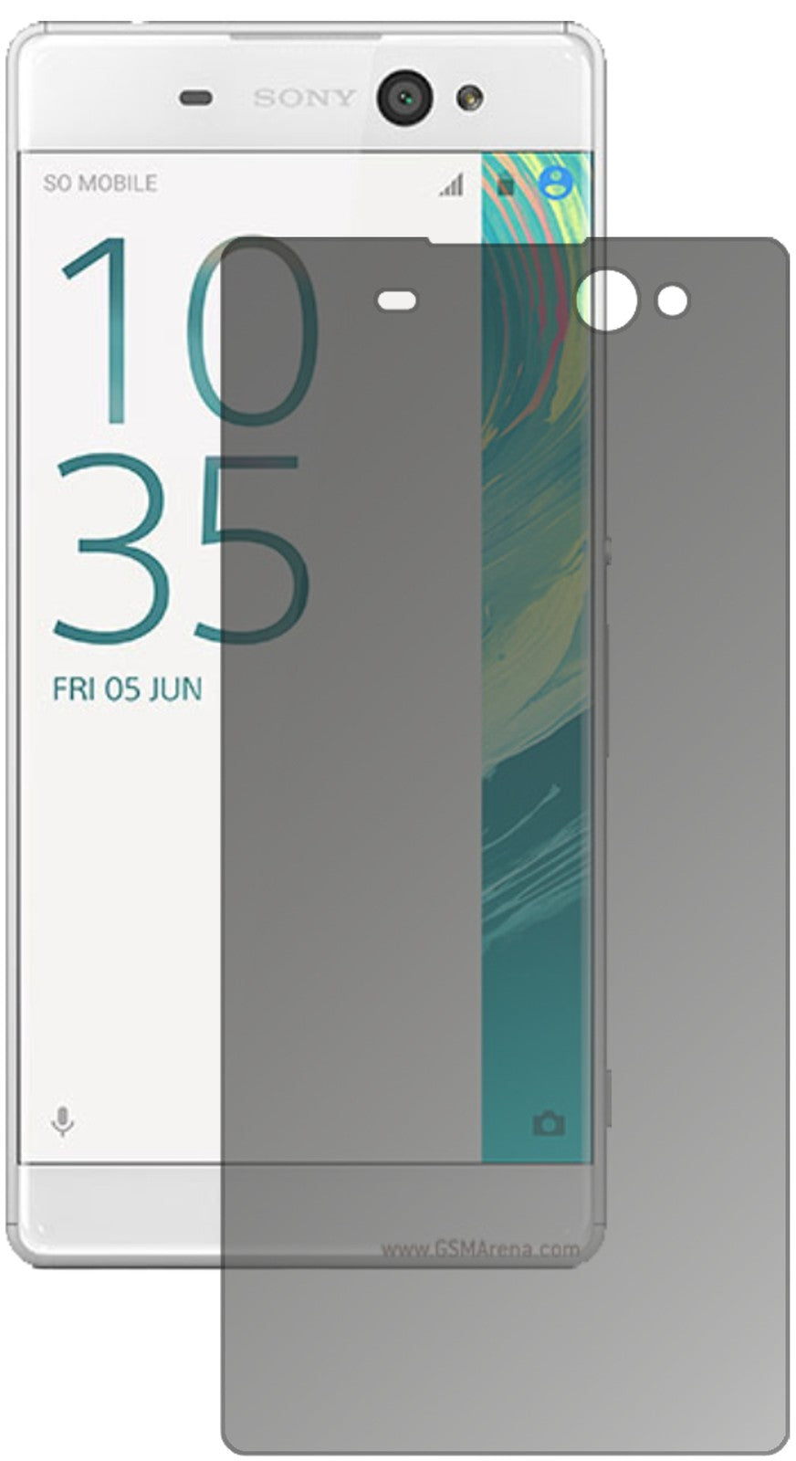 SonyXperia XA Ultra mit aufgebrachtem dipos Displayschutz, der seitliche Einblicke blockiert