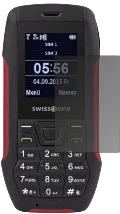 SwisstoneSX 567 mit aufgebrachtem dipos Displayschutz, der seitliche Einblicke blockiert