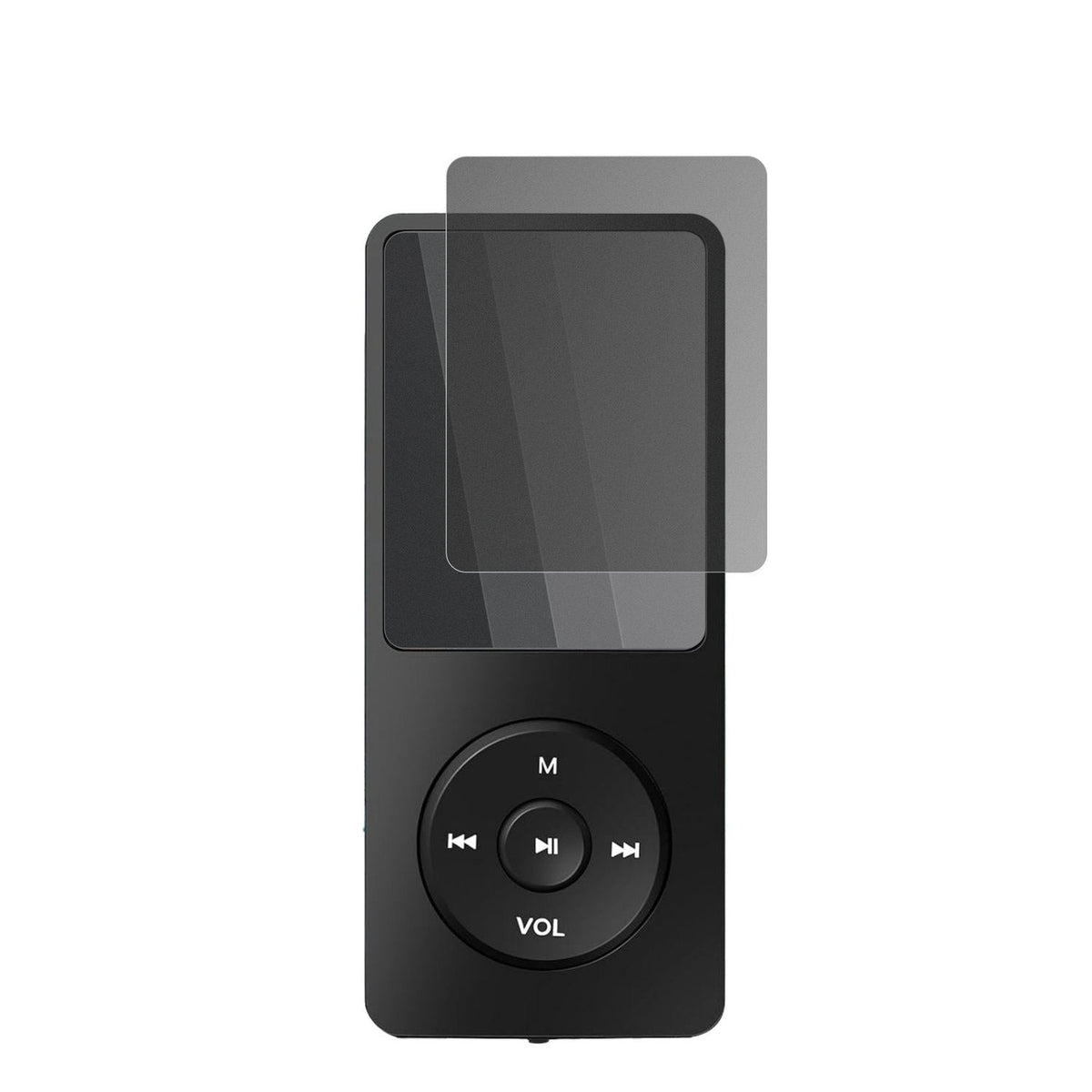 TarswesiBFQ-LCT01 MP3-Player mit aufgebrachtem dipos Displayschutz, der seitliche Einblicke blockiert