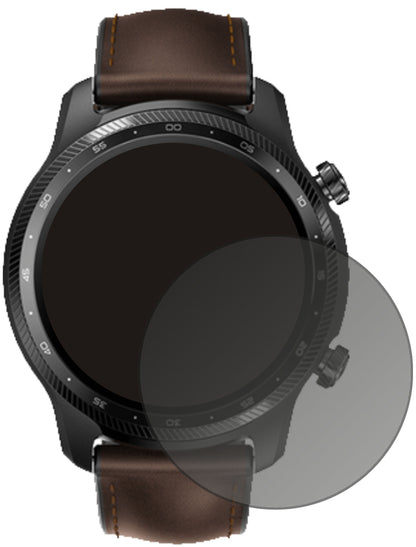 TicWatchPro X mit aufgebrachtem dipos Displayschutz, der seitliche Einblicke blockiert
