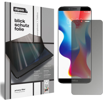 TP-LinkNeffos X9 mit aufgebrachtem dipos Displayschutz, der seitliche Einblicke blockiert