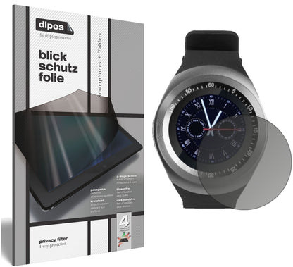 TrendGeekTG-SW1 Smartwatch mit aufgebrachtem dipos Displayschutz, der seitliche Einblicke blockiert