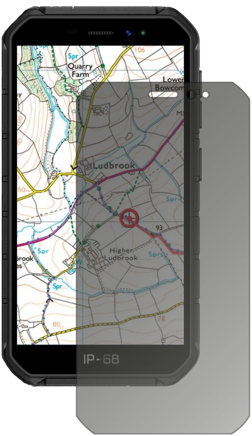 UlefoneArmor X7 Pro mit aufgebrachtem dipos Displayschutz, der seitliche Einblicke blockiert