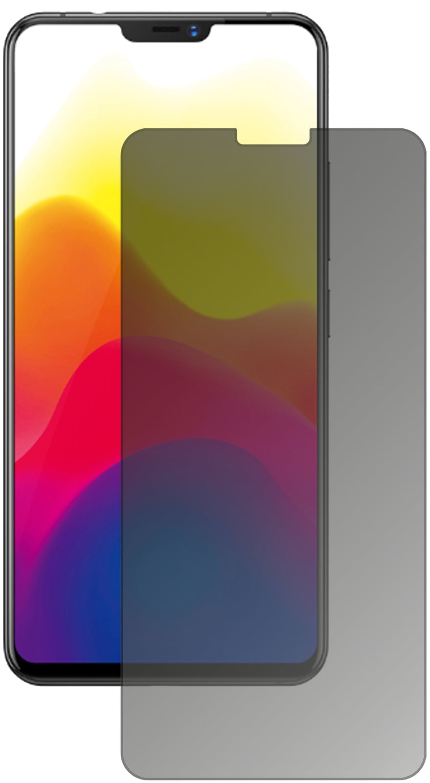VivoX21 mit aufgebrachtem dipos Displayschutz, der seitliche Einblicke blockiert