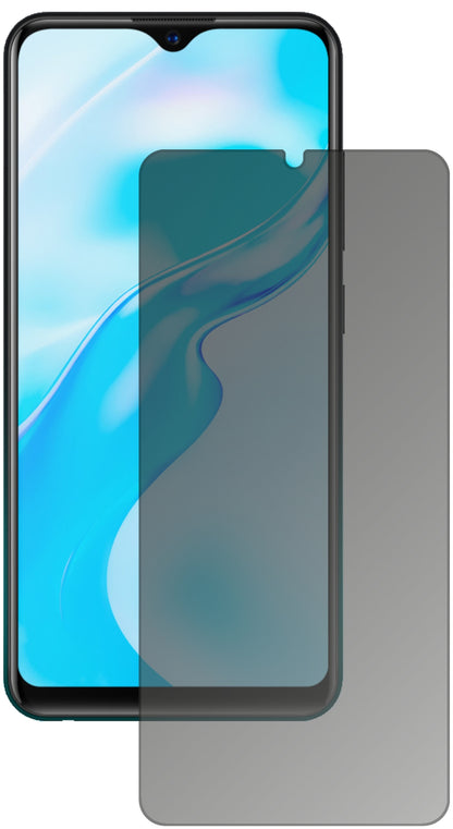 VivoY3s mit aufgebrachtem dipos Displayschutz, der seitliche Einblicke blockiert