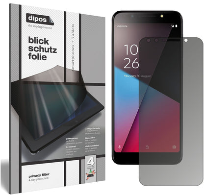VodafoneSmart N9 Lite mit aufgebrachtem dipos Displayschutz, der seitliche Einblicke blockiert