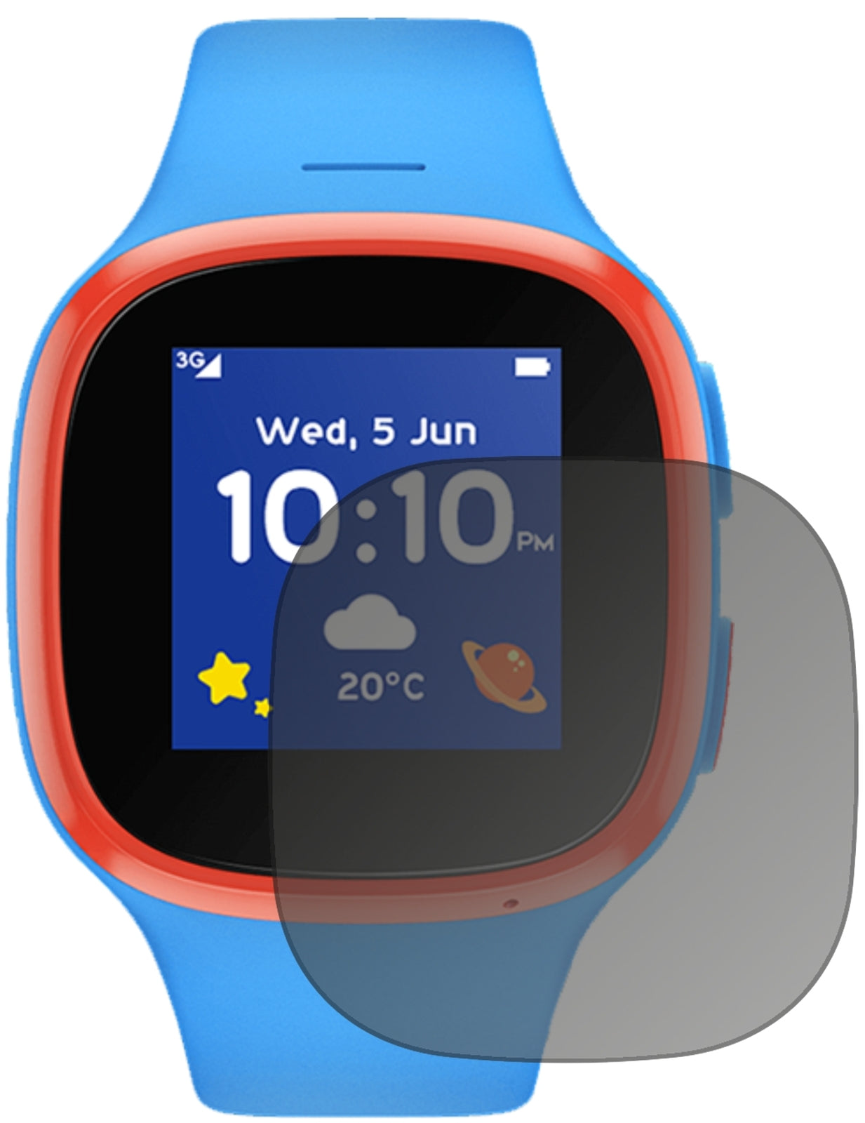 VodafoneV-Kids Watch mit aufgebrachtem dipos Displayschutz, der seitliche Einblicke blockiert
