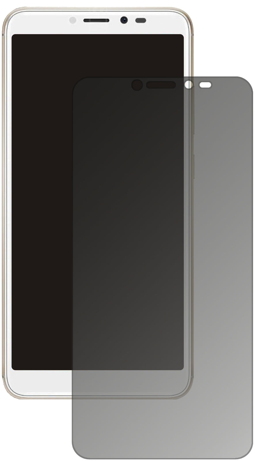 WikoSunny 4 Plus mit aufgebrachtem dipos Displayschutz, der seitliche Einblicke blockiert