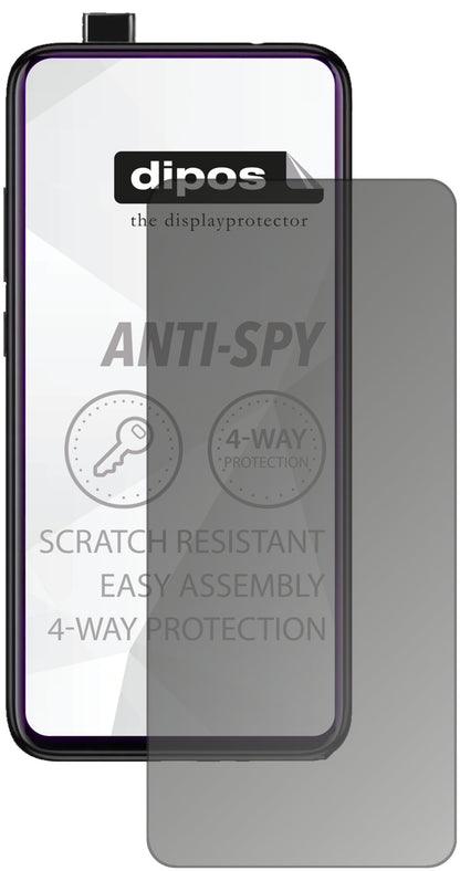 XiaomiMi 9T Pro mit aufgebrachtem dipos Displayschutz, der seitliche Einblicke blockiert