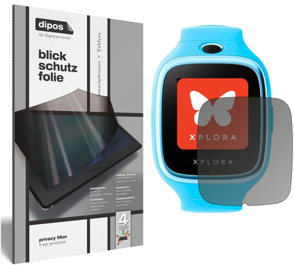 XPLORA3S mit aufgebrachtem dipos Displayschutz, der seitliche Einblicke blockiert