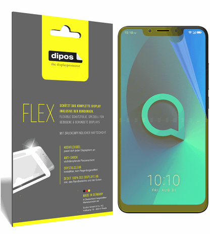 3x Full Cover Screen Protector for Alcatel 5V – Covers Curved Edges | dipos