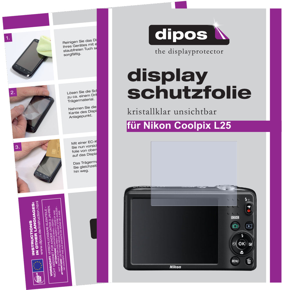 2x Schutzfolie klar für Coolpix L25 Nikon Display-Schutzfolie