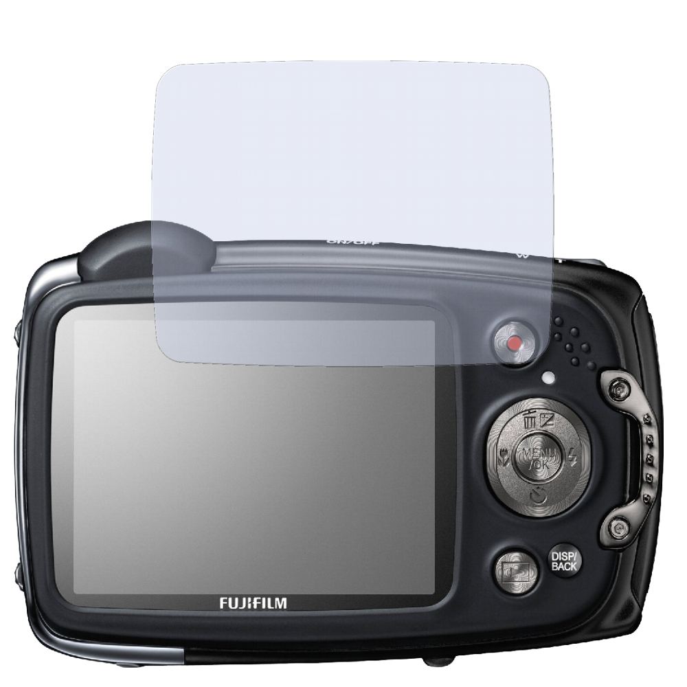 Finepix XP50Fujifilm mit aufgebrachter dipos Displayschutzfolie, glasklare Darstellung ohne Einschränkungen
