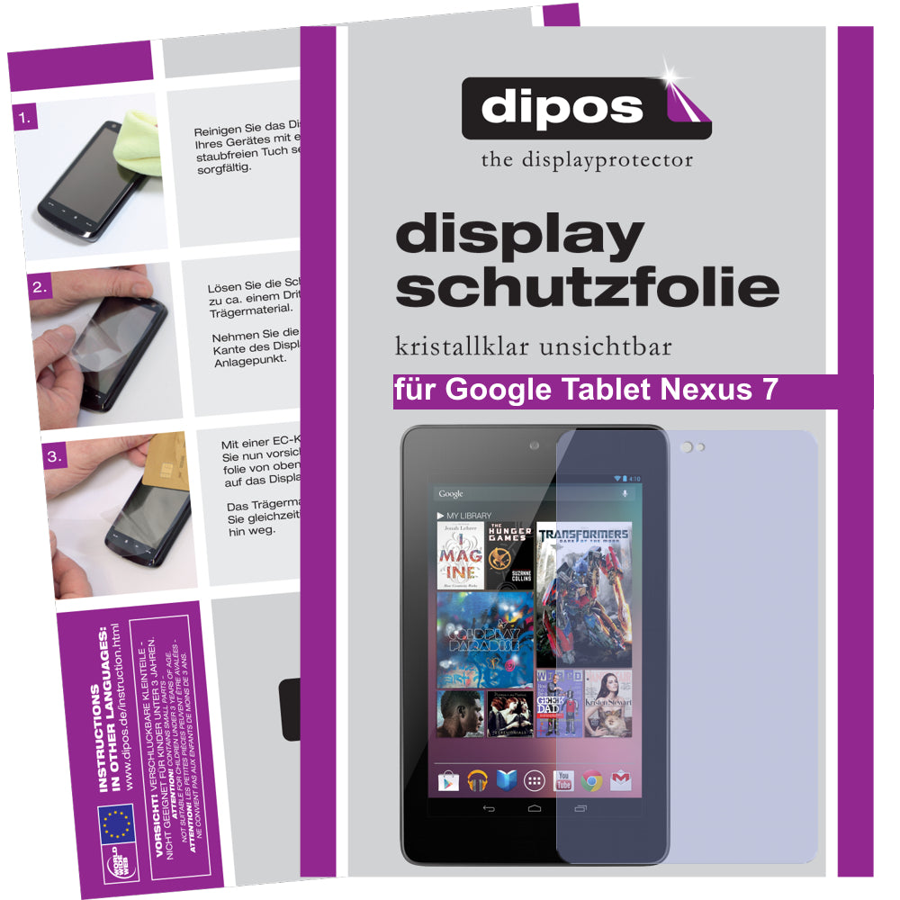 2x Schutzfolie klar für Tablet Nexus 7 Google Display-Schutzfolie
